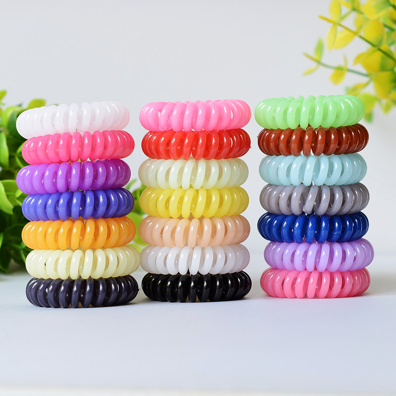 Solid colors Telephone line hair rope sprial Telephone Cords Hair Scrunchies high quality traceless hair ring hair accessory