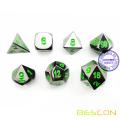 Deluxe Gloss Black Metal 7pcs Polyhedral Dice Set, Black Metal RPG Game Dice Metal 7pcs Set of d4 d6 d8 d10 d12 d20 d%