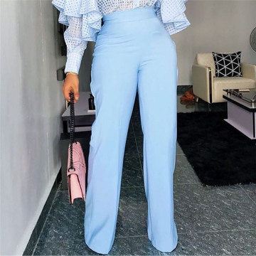 Women Pants Wide Leg Trousers High Waist Office Lady with Zipper Elegant Classy Female Autumn All Match Bottoms African Fashion