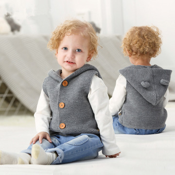 Baby Vests Autumn Winter Warm Girls Hooded Waistcoats Toddler Outwear Woolen Knitted Sleeveless Infant Clothing Baby Boy Clothes