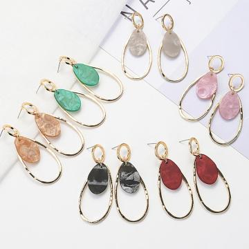 Geometric drop shaped earrings pendant acrylic plate alloy women's gold earrings earrings jewelry gifts