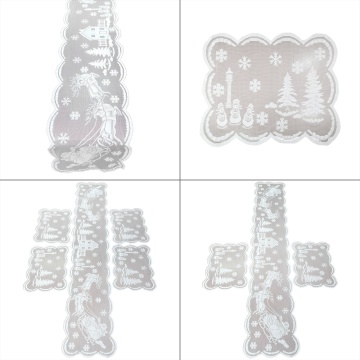 White Christmas Xmas Snowman Santa Decorations Lace Table Runners Placement