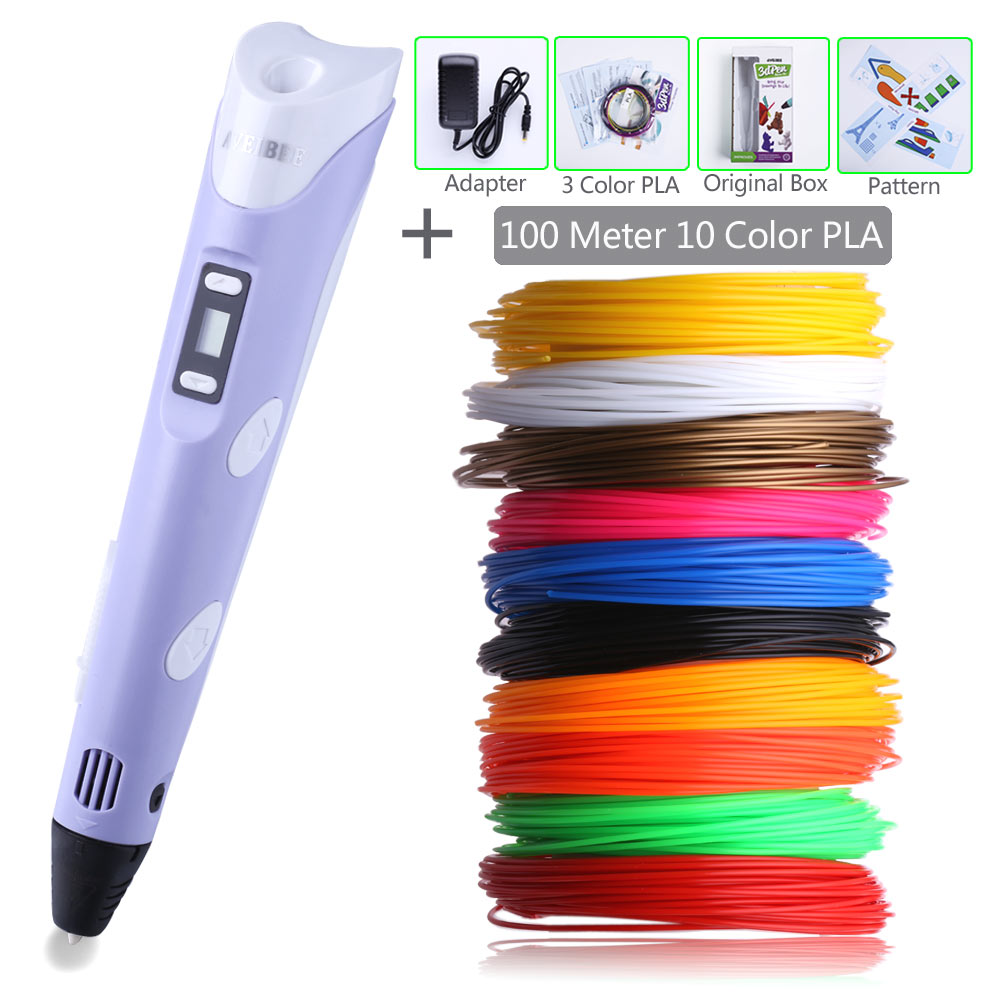 Birthday Gifts Brand Aveibee Model 3D Printer Pen With 1.75mm PLA Filaments 3 D Printing Pen Drawing Pens Original Design Toys