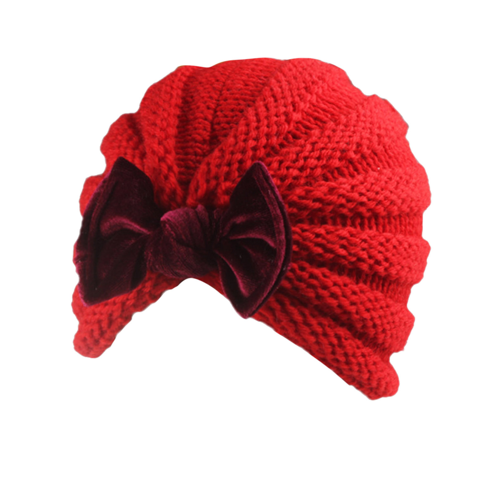 Newborn Toddler Hat Baby Solid Pleuche Bow Knitted Hat Headband Hair Headwear Accessories Baby Cap Turban Bebe Fille