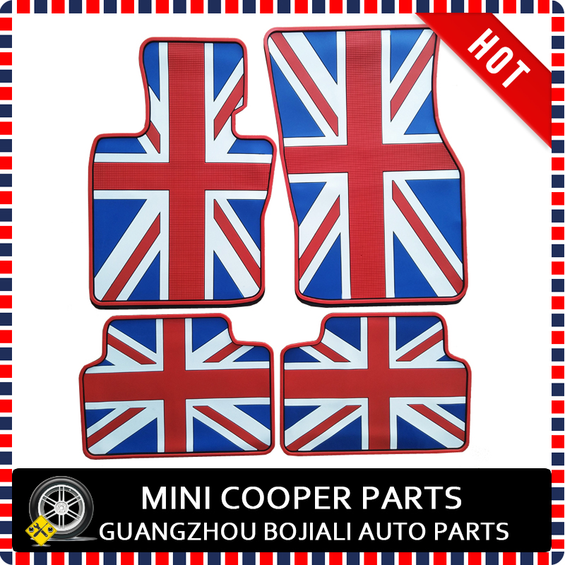 Anti-skid Rubber Material Full Black Union Jack Style Floor Mat For Left Hand Drive Car 2015 Mini Cooper F55 Only (4 Pcs/Set)