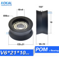 [V0621-10]QUALITY assurance V groove type sliding door window roller wheel 6*21*10MM V bearing wheel