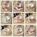 British Vintage Rose Bone China Tea Cup Saucer Spoon Set 200ml Advanced Porcelain Coffee Cup Europe Cafe Afternoon Teacup