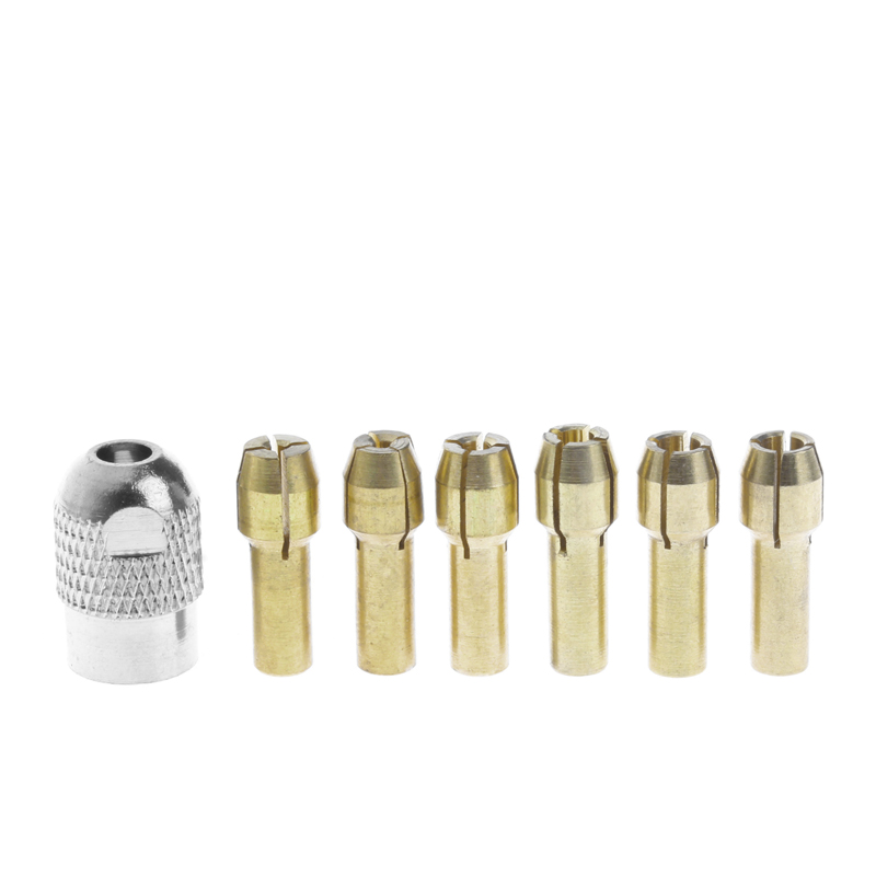 7pcs/lot dremel Brass Collet 1.0/1.6/2.0/2.4/3.0/3.2 +dremel check M8*0.75 Fits Dremel Rotary Tools dremel accessories