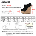 Eilyken Sexy Peep Toe Platform Wedge Pumps Shoes for Woman Nude Pumps Super High Club Wearing Heels Women shoes size 35-42