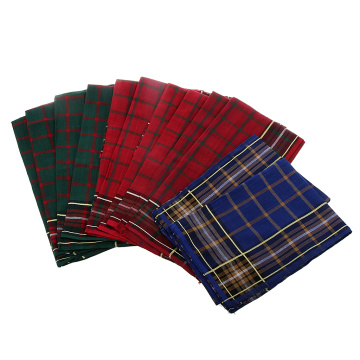 12PCS Wholesale Vintage Mens Handkerchief 100% Cotton Plaid Pocket Square Male Wedding Hanky Xmas Accessories