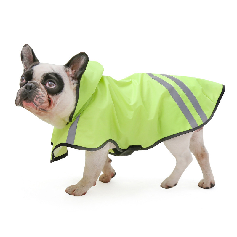 Pet Green Camouflage Dog Raincoat Jumpsuit Cloak Large Dog Medium Reflective Clothes Waterproof and Rainproof Pet Supplies Solid