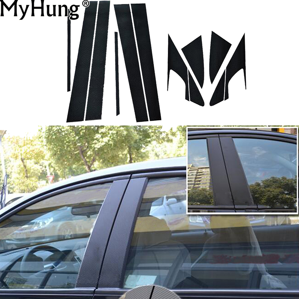For Chevze Cruze 2009 To 2016 Car Exterior Accessories Carbon Fiber Decorative Window Center Pillar Sticker 12PCS Car Stickers