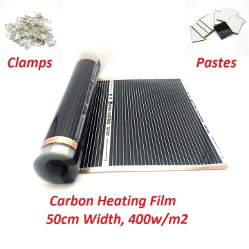 New Type Carbon 400w/m2 Infared Underfloor Heating Film Kits 220V~240V Warm Floor Mat with Clamps Insulation Pastes