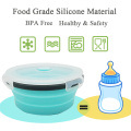 EPASUN Round Silicone Folding Portable Bento Box Collapsible Lunch Box for kid Food Dinnerware Microwave Food Storage Container