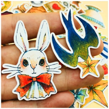 35Pcs/Bag Vintage Cartoon Rabbit Mushroom Swallow Sticker DIY Craft Scrapbooking Album Junk Journal Planner Decorative Stickers