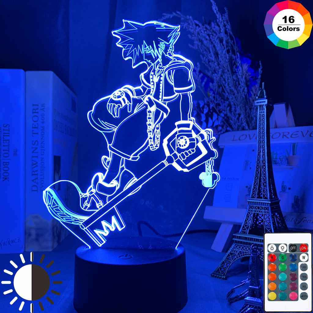 Game Kingdom Hearts Sora Keyblade Figure Child Night Light Led Color Changing Kids Bedroom Decor Nightlight Sora Lamp Bedside