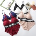 Women Seamless Bra Sets Letter Print Underwear Lace Lingerie Padded Bralette Sexy Panties Bra Set