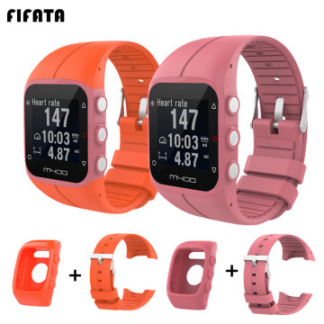 FIFATA Silicone Strap+Protective Case 2in1 For Polar M430 M400 Watch Band Bracelet TPU Full Cover Frame Protector For M400 M430