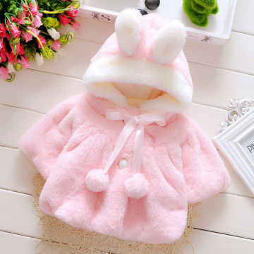 Baby girls clothes baby outerwear winter baby clothes bebes Coral velvet hood outwears cute newborn clothes rabbit baby clothes