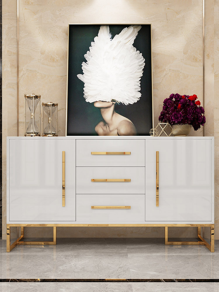 Post-Modern Light Luxury Sideboards Cabinet Porch Table Partition Hall Tea Cabinet Stainless Steel Gold-Plated Modern Simple