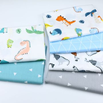 Dinosaur Triangle Cartoon Pattern 100% Cotton Sewing Fabric For Baby Child Quilt Sleeping Bag Fabric DIY Handmade Cloth
