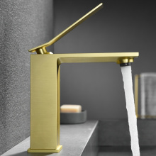New design square solid copper sink mixer tap gold bathroom basin faucet