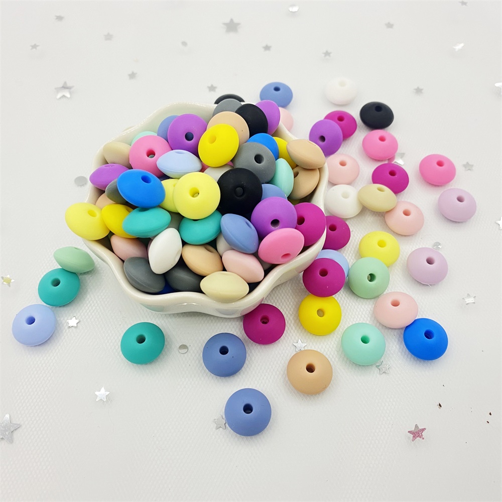 50pcs Lentil Silicone Beads 12mm Food Grade Rodent DIY Baby Pendant Necklace Baby Teether Charms Newborn Nursing Accessory