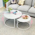 Tempered Glass Light Luxury Coffee Tables Nordic Living Room Round Side Table Kitchen Furniture Modern Combo Cafe Tea Table