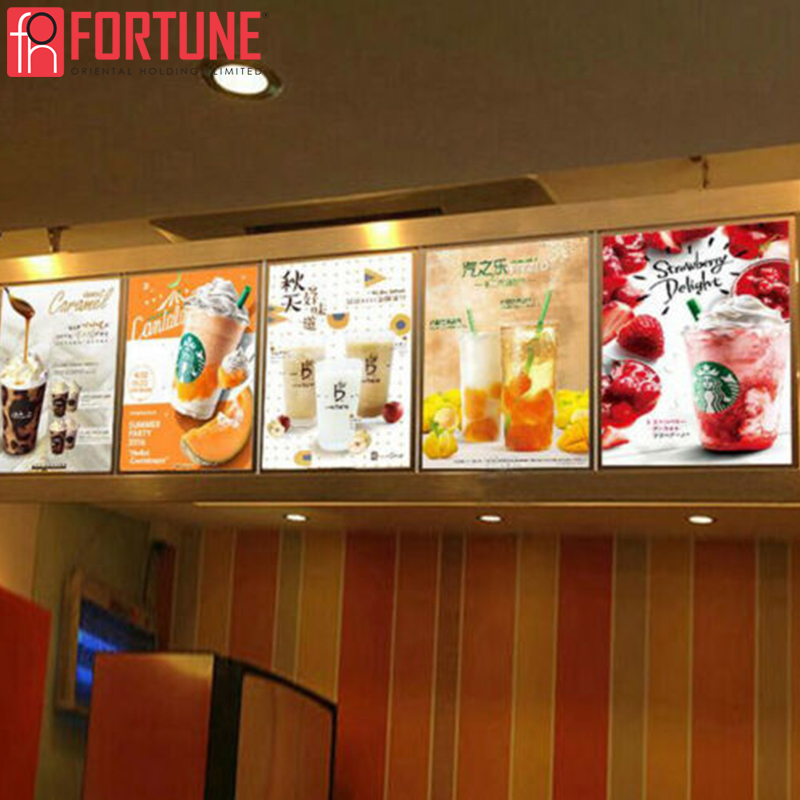 LED Poster Frame For Restaurant Advertising Light Boxes Tempered Glass Ultra-thin Movie Poster Light Box Can Be hung On The Wall