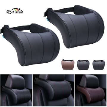 2019 PU Leather Auto Car Neck Pillow Memory Foam Pillows Neck Rest Seat Headrest Cushion Pad 3 Colors High Quality