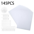 145pcs/set Heat Shrink Plastic Sheets Kit Shrinky Paper Hole Punch for Key Chains Jewelry Buttons Gift Tags DIY Making