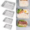 50Pcs Disposable Rectangle Aluminum Foil BBQ Baking Pan Food Tray Container Lunch Box Outdoor for Cooking