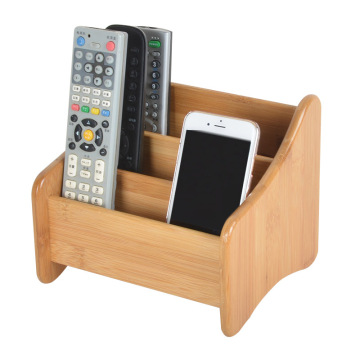 3 Grid Bamboo Remote Control Storage Box Stationery Remote Control Headphone Cable Cell Phone Desktop Storage Box Organizer