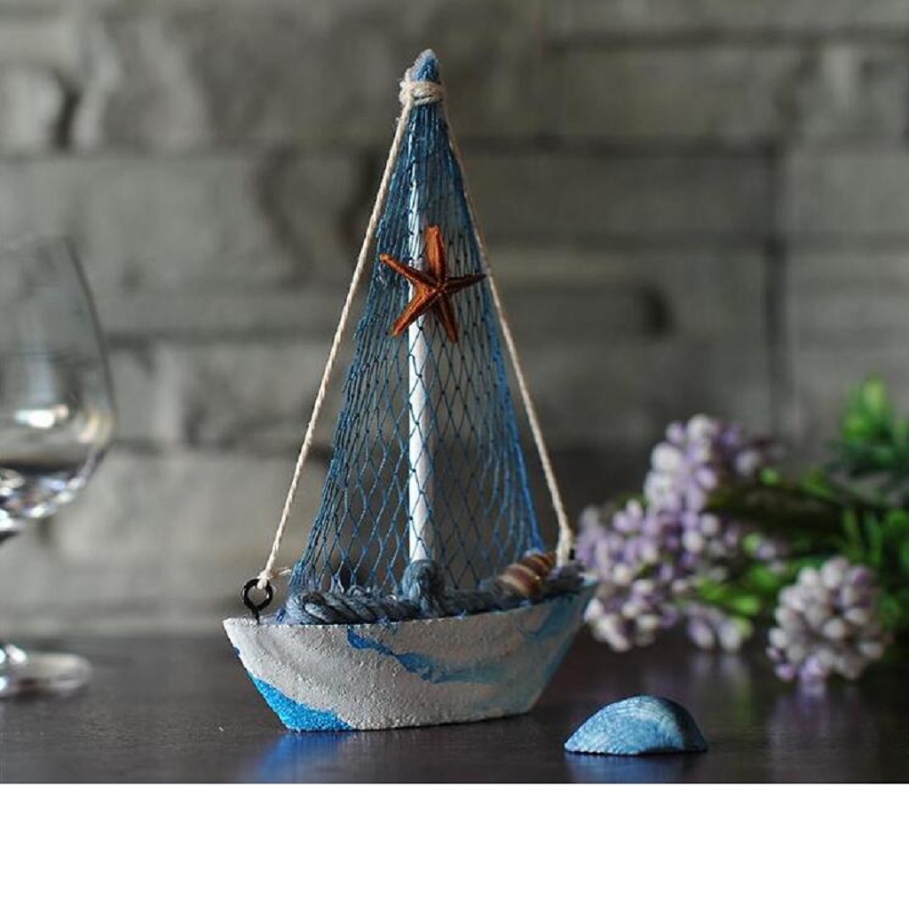 3Pieces Home Wooden Sailboat Decor, Handmade Vintage Nautical Decor Sailing Boat Decoration, Wood Display Sail Boat