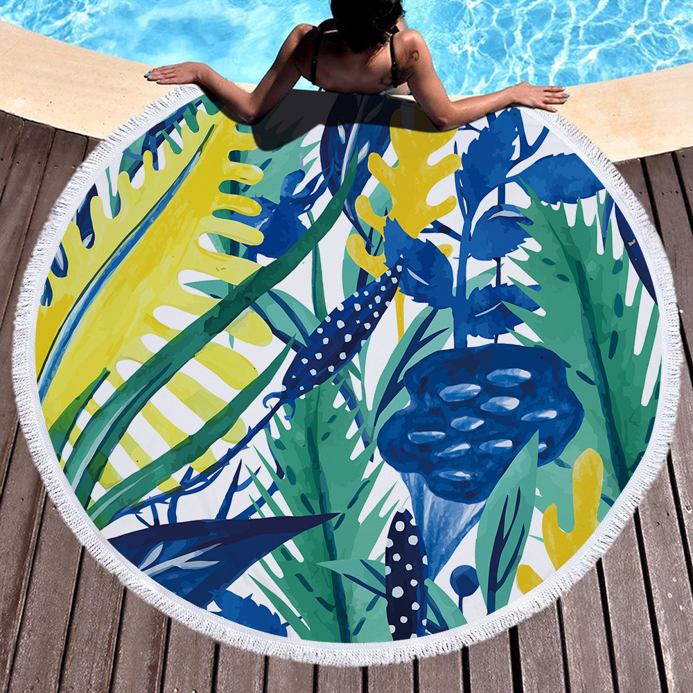 Round Beach Towels Blue stripe
