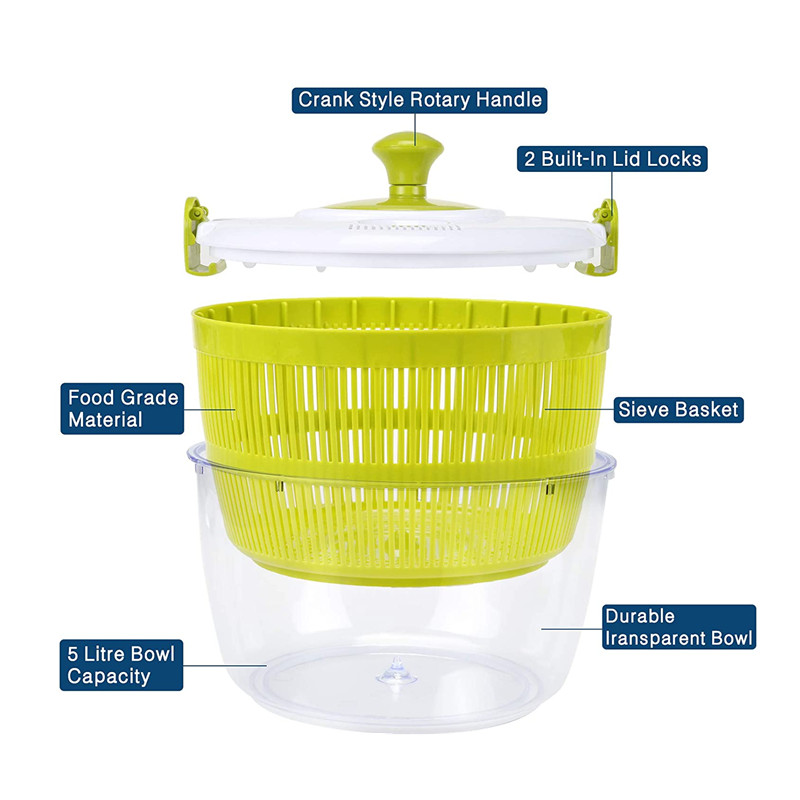 MOM'S HAND Salad Spinner Lettuce Greens Washer Dryer Drainer Crisper Strainer For Washing Drying Leafy Vegetables Kitchen Tools