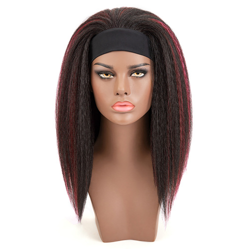 Kinky Straight Synthetic Hair Wigs with Headband Attached Supplier, Supply Various Kinky Straight Synthetic Hair Wigs with Headband Attached of High Quality