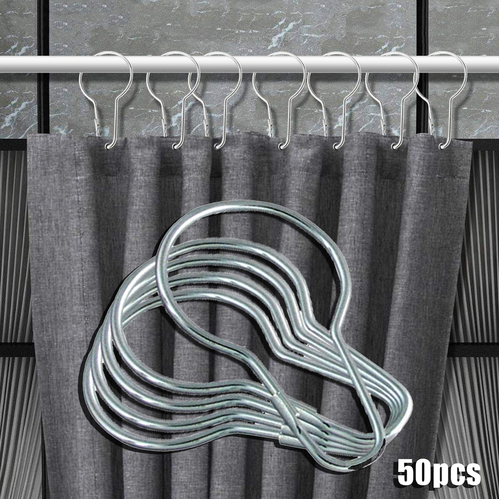 50 stainless steel anti-rust shower hoist buckle kitchen bathroom hook ring set metal gourd curtain hook