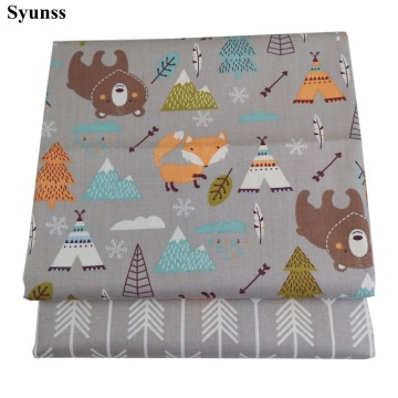 Syunss Gray Animal Arrow Print Twill Cotton Fabric DIY Tissue Patchwork Telas Sewing Baby Toy Bedding Quilting Tecido The Cloth