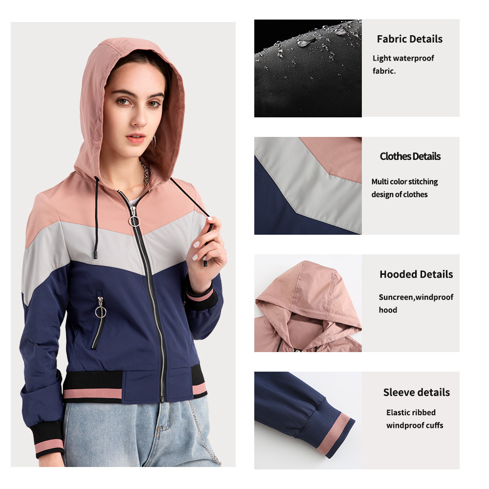 Contrast Color Hoodie Windbreaker Jacket