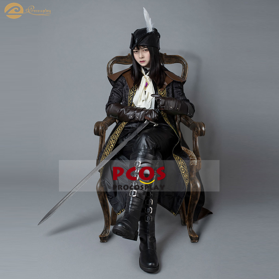 Game Bloodborne Heroine Maria Retro Cosplay Halloween Vintage Costume Women Feather Hat Cloak Embroidery Cos Set mp004007