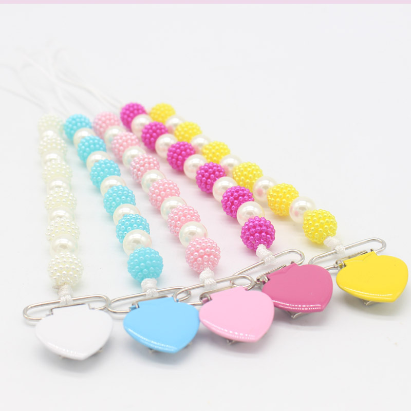 New Soother Holder Anti-lose Pacifier Clip Chain Dummy Nipple Holder Pearls Baby Pacifier Clips Baby Pram Hook Hanging Strap