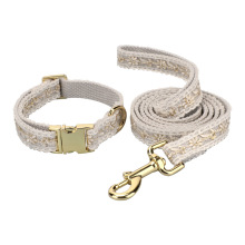 Elegant White Lace Metal Buckle Dog leash Collar