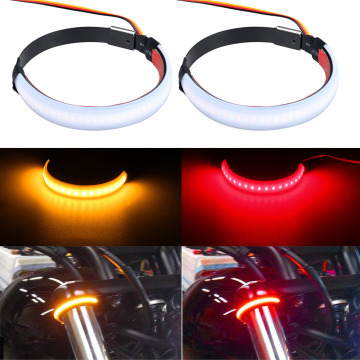 2 pcs Motorcycle Front Fork Turn Signal Light Waterproof Motobike LED Indicators Light Lamp