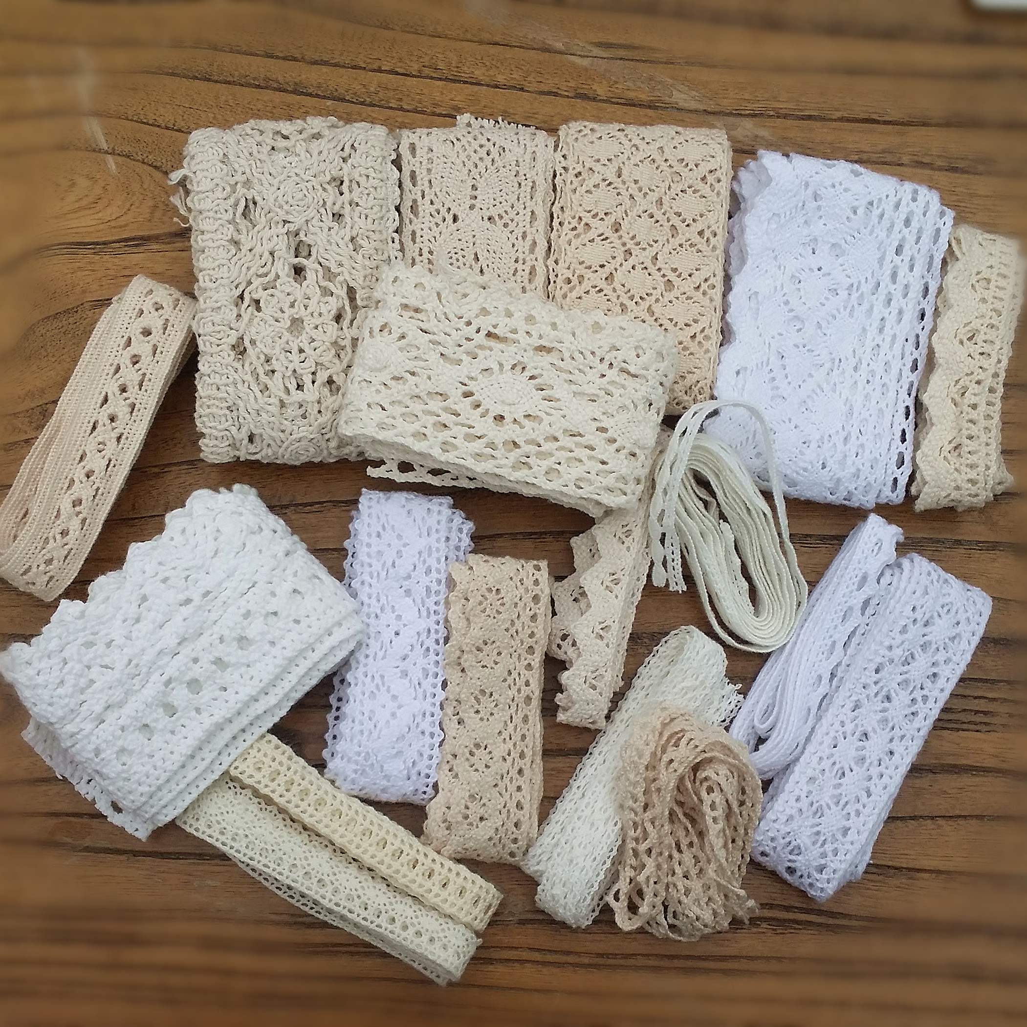 10Pcs Mixed Crocheted Cotton Lace Ribbon Beige Knitted Lace Trim DIY Accessories Scrapbooking 10Yards Laciness Ribbon