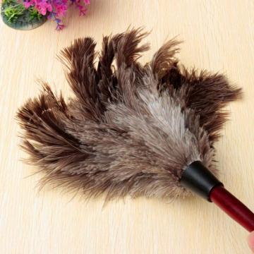 32X21.5CM Ostrich Natural Feather Duster Brush Wood Handle Anti-static Cleaning Tool Household Furniture Car Dust Cleaner