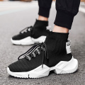 High Top Men Sneakers Knit Upper Casual Sock Shoes for Women Thick Sole Fashion Black / White Big Size 47 48 Mens Walking Shoes