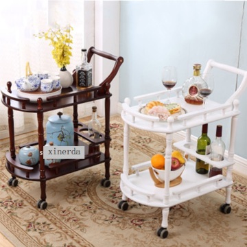New Hotel Trolley Solid Wood Coffee Tables Multipurpose Shelf Display Rack Household Double-layer Movable Tea Tables Dining Car