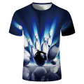 20203d fashion round neck print men's short sleeve bowling leisure 3D printed T-shirt ball multi element summer cool T-shirt