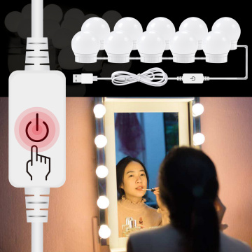 USB LED Makeup Mirror Vanity Light Bulbs 12V Stepless Dimmable Beauty Mirror Lamp 2 6 10 14 Hollywood Style Dresser Wall Lamp